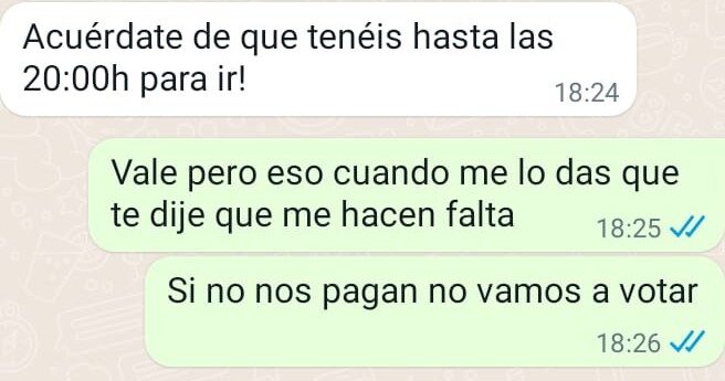 Conversación por WhatsApp sobre la compra de votos en Jaén