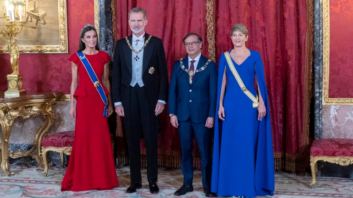 La cena de gala de los Reyes en honor al presidente y primera dama de Colombia, celebrada en el Palacio Real