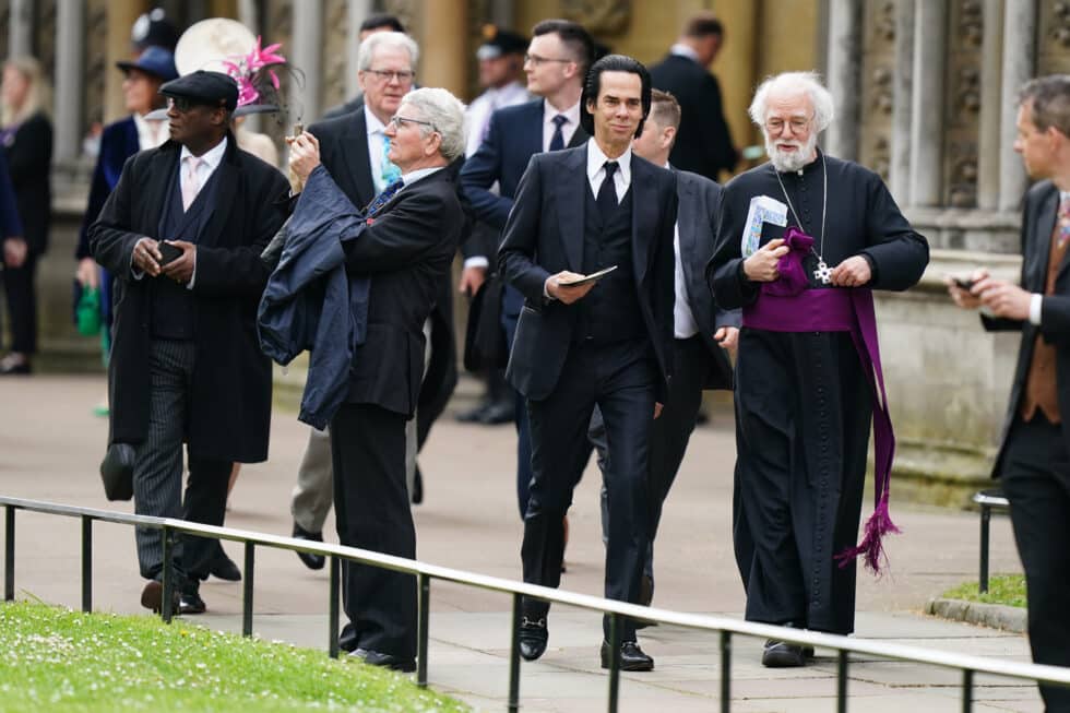 El cantante australiano Nick Cave a su llegada a la coronación de Carlos III