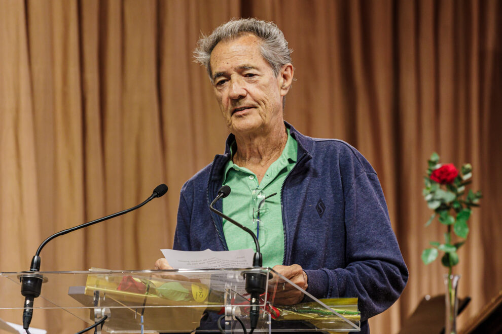 El cantautor del Dúo Dinámico Ramón Arcusa interviene tras la entrega de la llave de ‘la Casa de los Autores’ a creadores que cumplen 50 años en la Sociedad General de Autores y Editores (SGAE)