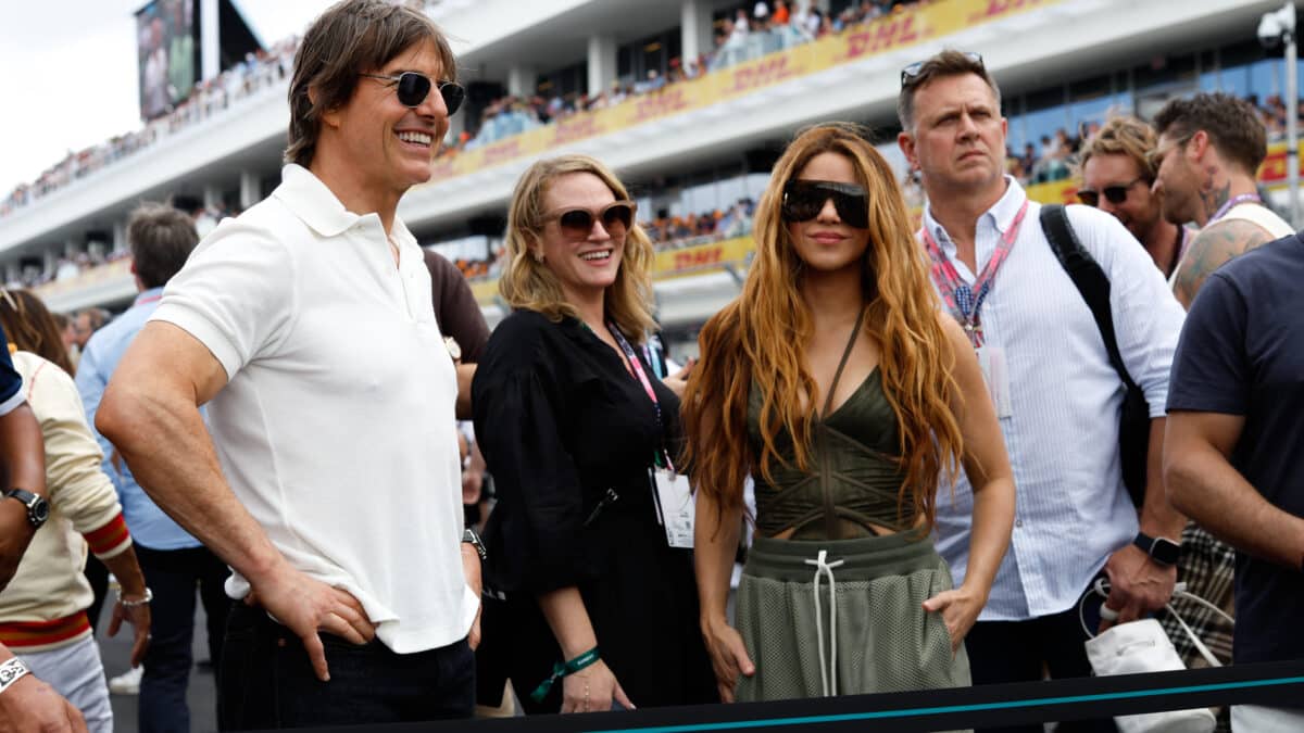 Shakira y Tom Cruise en el Gran Premio de Miami de Fórmula 1