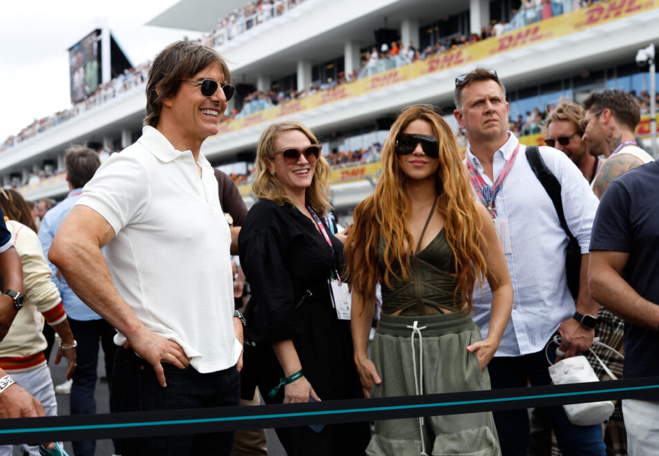 Shakira y Tom Cruise en el Gran Premio de Miami de Fórmula 1