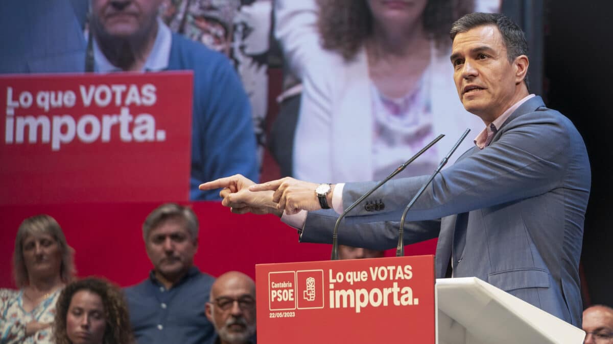 El presidente del Gobierno, Pedro Sánchez, participa en un acto de campaña del PSOE