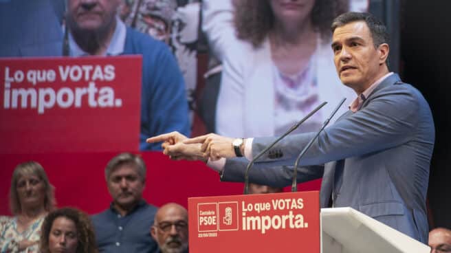 El presidente del Gobierno, Pedro Sánchez, participa en un acto de campaña del PSOE