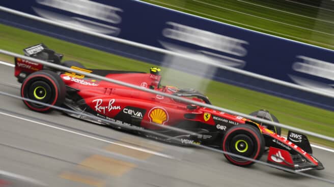 Spanish driver Carlos Sainz with his Ferrari at the Spanish Grand Prix