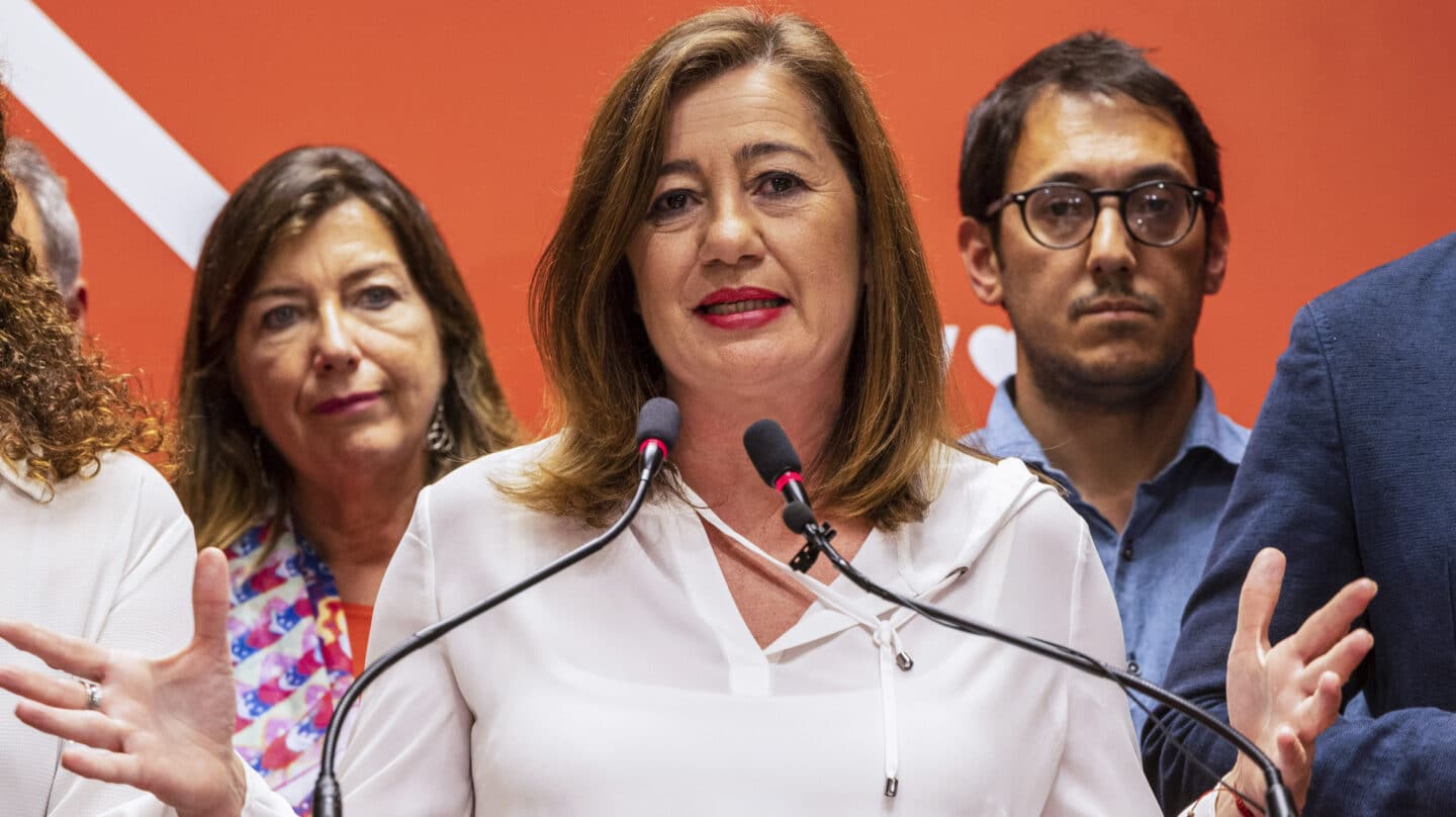 PALMA DE MALLORCA (ISLAS BALEARES) 28-05-23. Declaraciones de Armengol , Hila y Cladera después de saberse los resultados electorales por los que pierden el Govern, el Consell y la Alcaldía de Palma.- EFE/CATI CLADERA