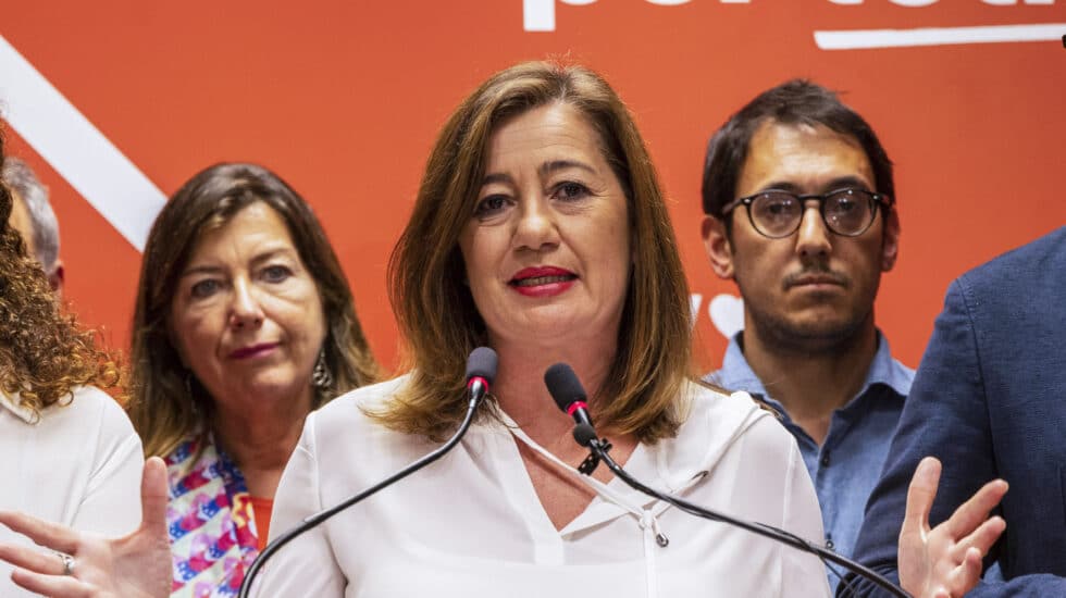 PALMA DE MALLORCA (ISLAS BALEARES) 28-05-23. Declaraciones de Armengol , Hila y Cladera después de saberse los resultados electorales por los que pierden el Govern, el Consell y la Alcaldía de Palma.- EFE/CATI CLADERA