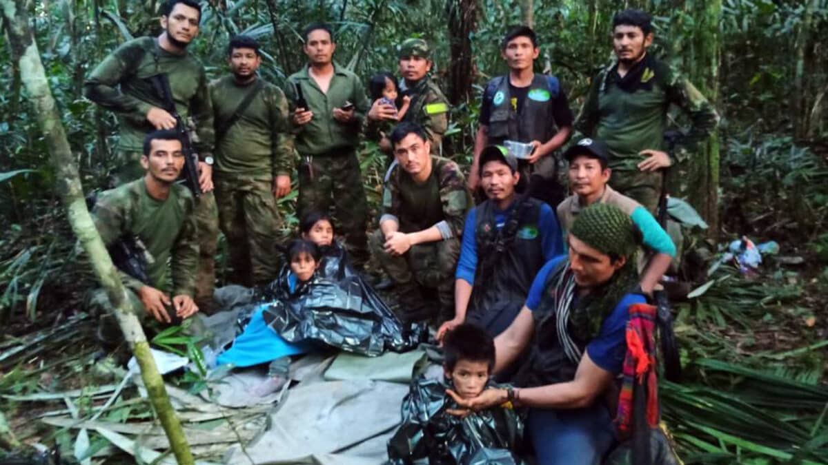 Niños rescatados en la selva de Colombia.