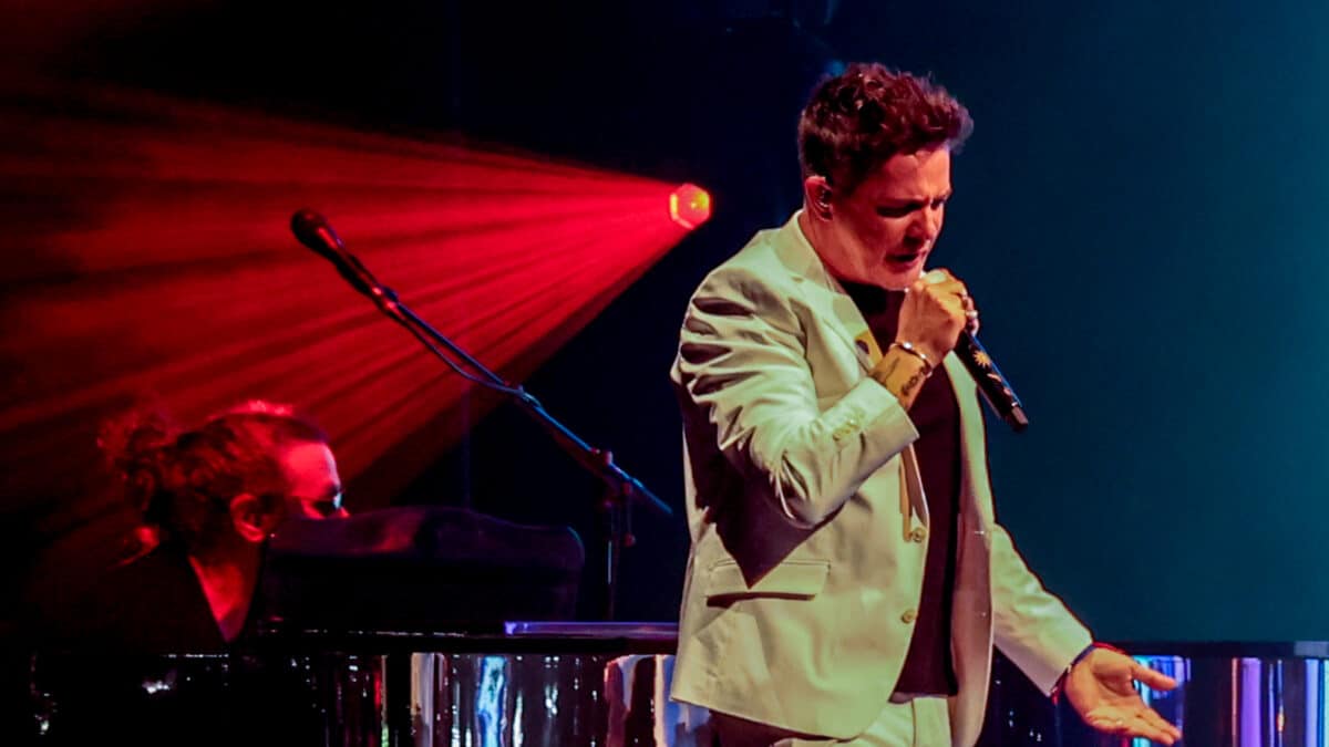 Alejandro Sanz durante un concierto en el Wanda Metropolitano el pasado mes de junio