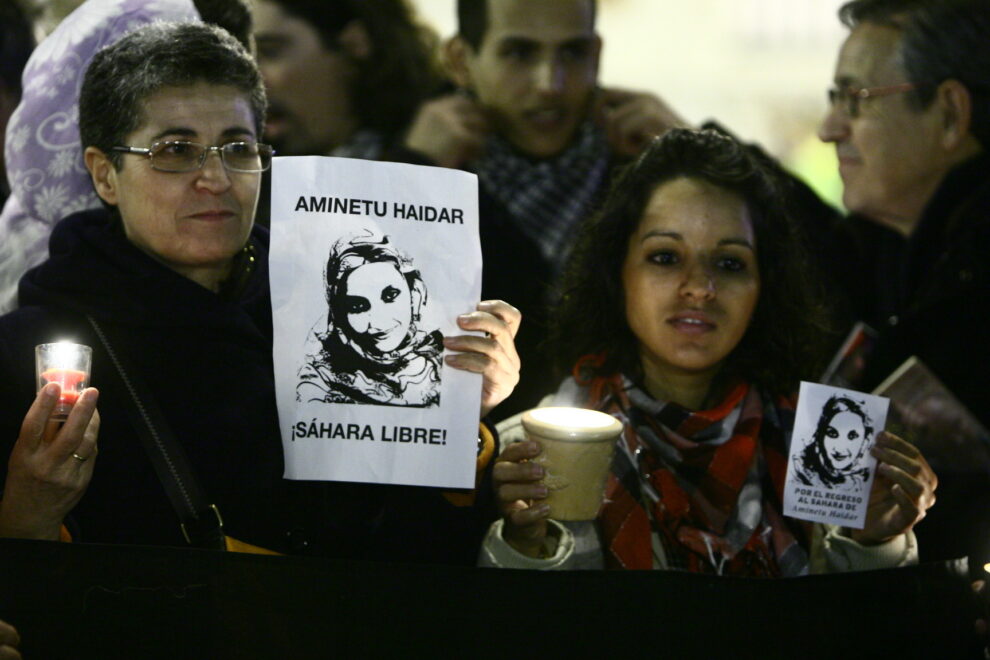 Manifestación en apoyo a Haidar en la Puerta del Sol de Madrid en 2009.
