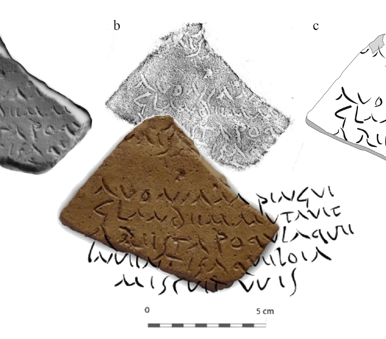 Aparece en Córdoba un poema de Virgilio en un fragmento de ánfora romana