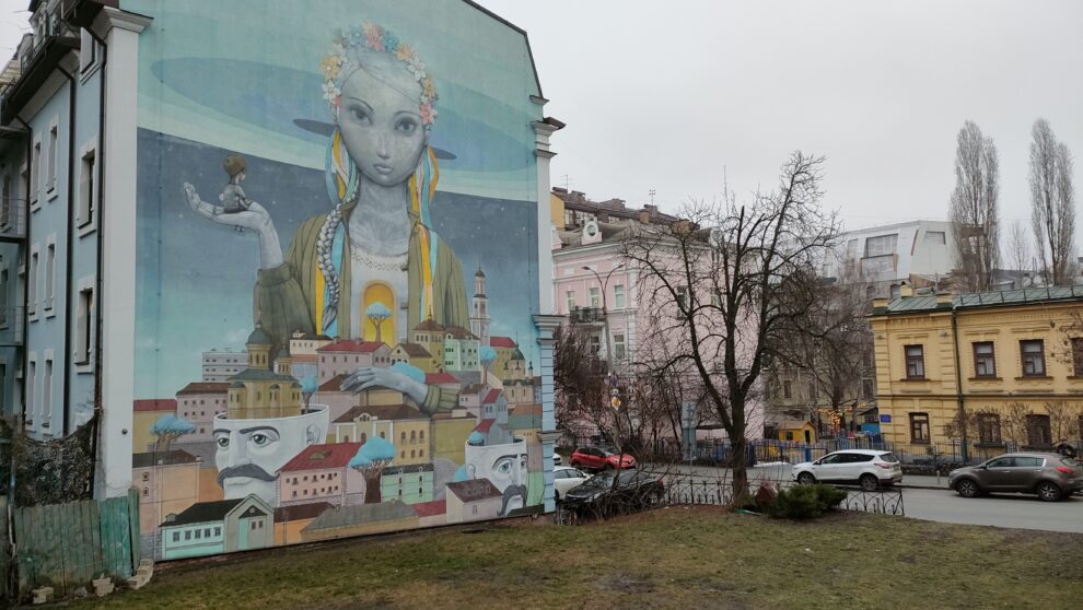 Grafiti en una calle de Kiev.