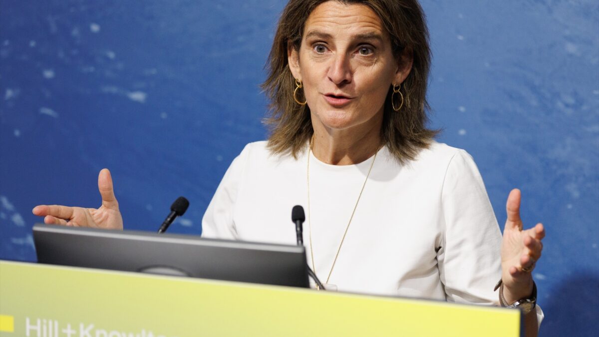 La vicepresidenta tercera del Gobierno y ministra para la Transición Ecológica y el Reto Demográfico, Teresa Ribera, en un evento en Madrid.