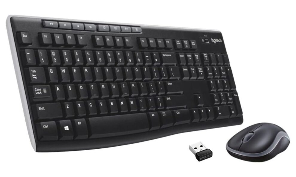 Teclado inalámbrico con ratón de Logitech de color negro