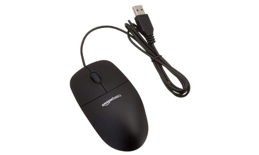 Ratón de ordenador con cable de Amazon de color negro