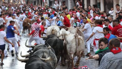 La temida corrida de Cebada Gago se desperdiga en un peligroso tercer encierro de los Sanfermines