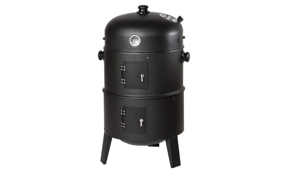 Barbacoa de carbón pequeña con grill de TecTake de color negro y redonda