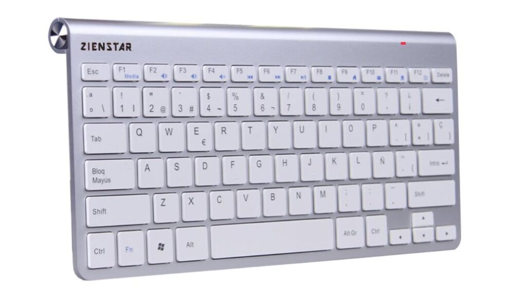 Teclado inalámbrico mini de Zienstar de color blanco