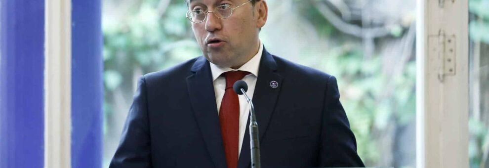 El ministro de Asuntos Exteriores, Unión Europea y Cooperación, José Manuel Albares, durante su intervención en un acto.