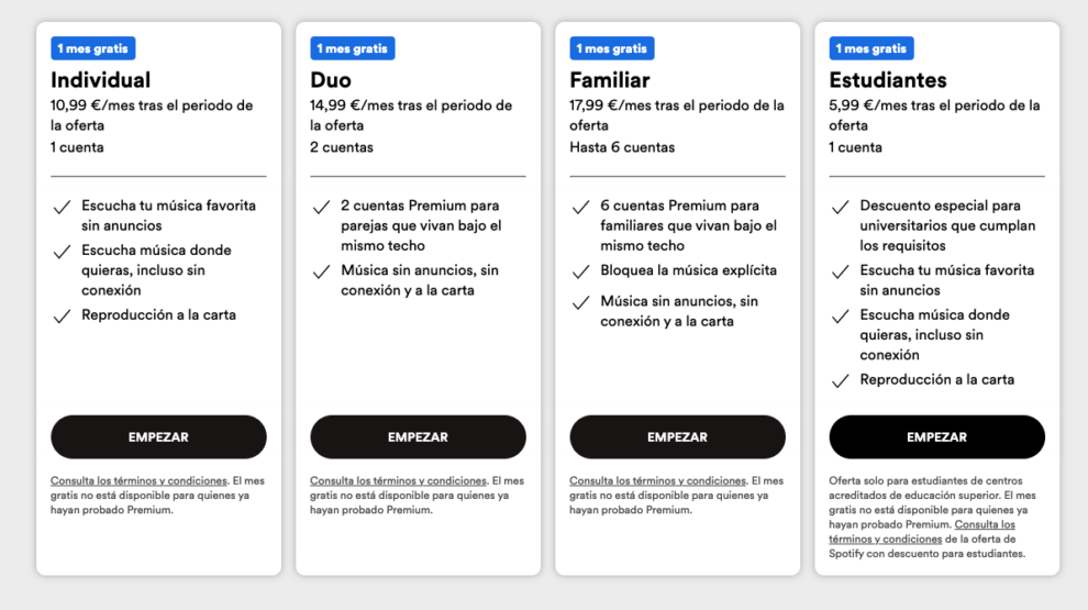 Los nuevos precios de las suscripciones Spotify Premium después de que la plataforma aumentó sus tarifas 