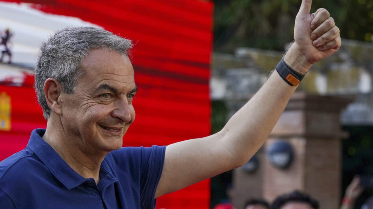 VALLADOLID.14/07/2023.- El expresidente del Gobierno, José Luis Rodríguez Zapatero, durante el acto electoral que los socialistas han celebrado hoy viernes en Valladolid. EFE/Nacho Gallego.