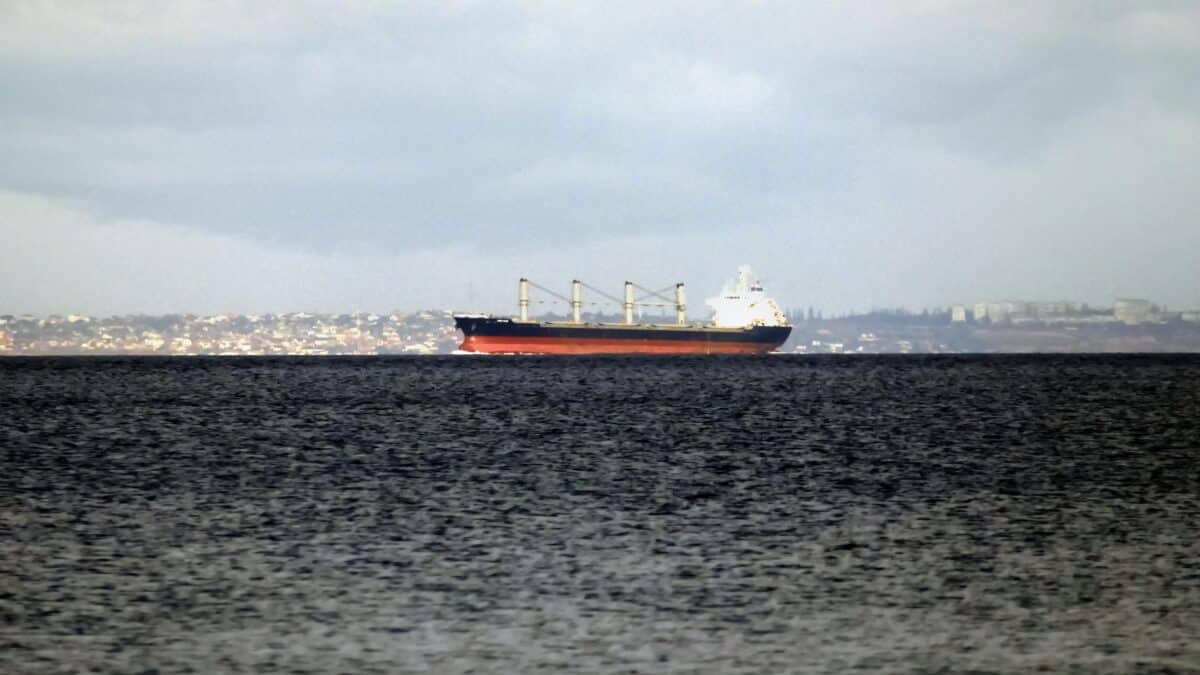 Un barco sale de Odesa cargado de grano