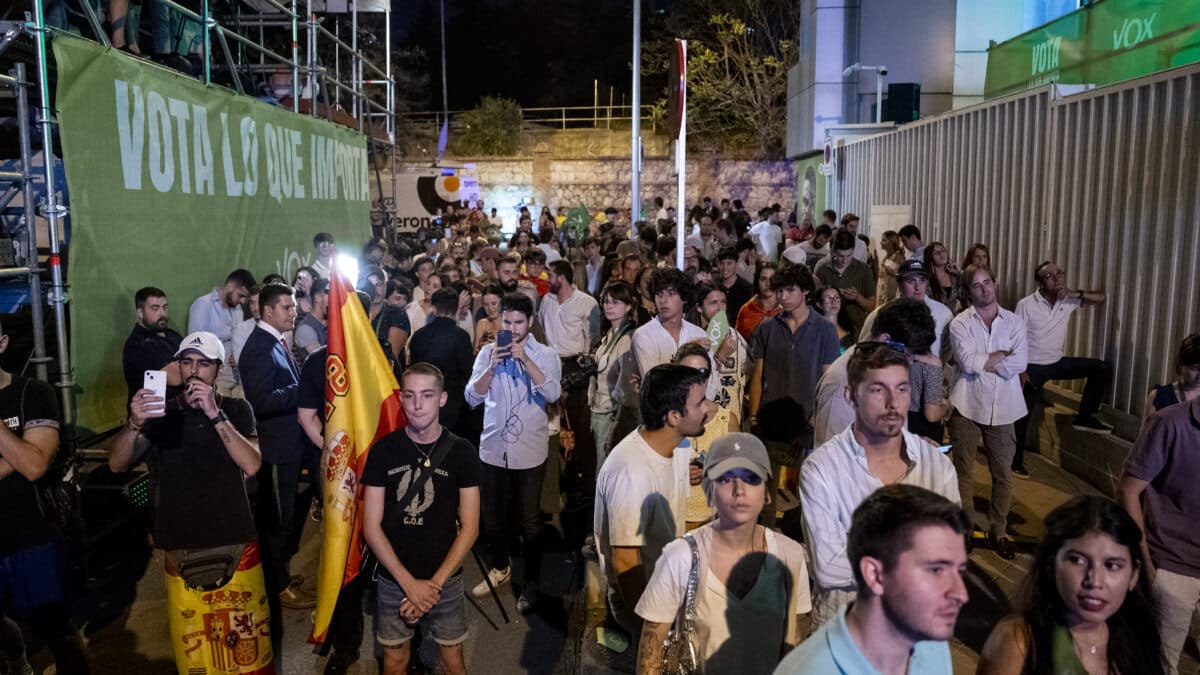 Noche electoral del 23-J en la sede de Vox en Madrid.