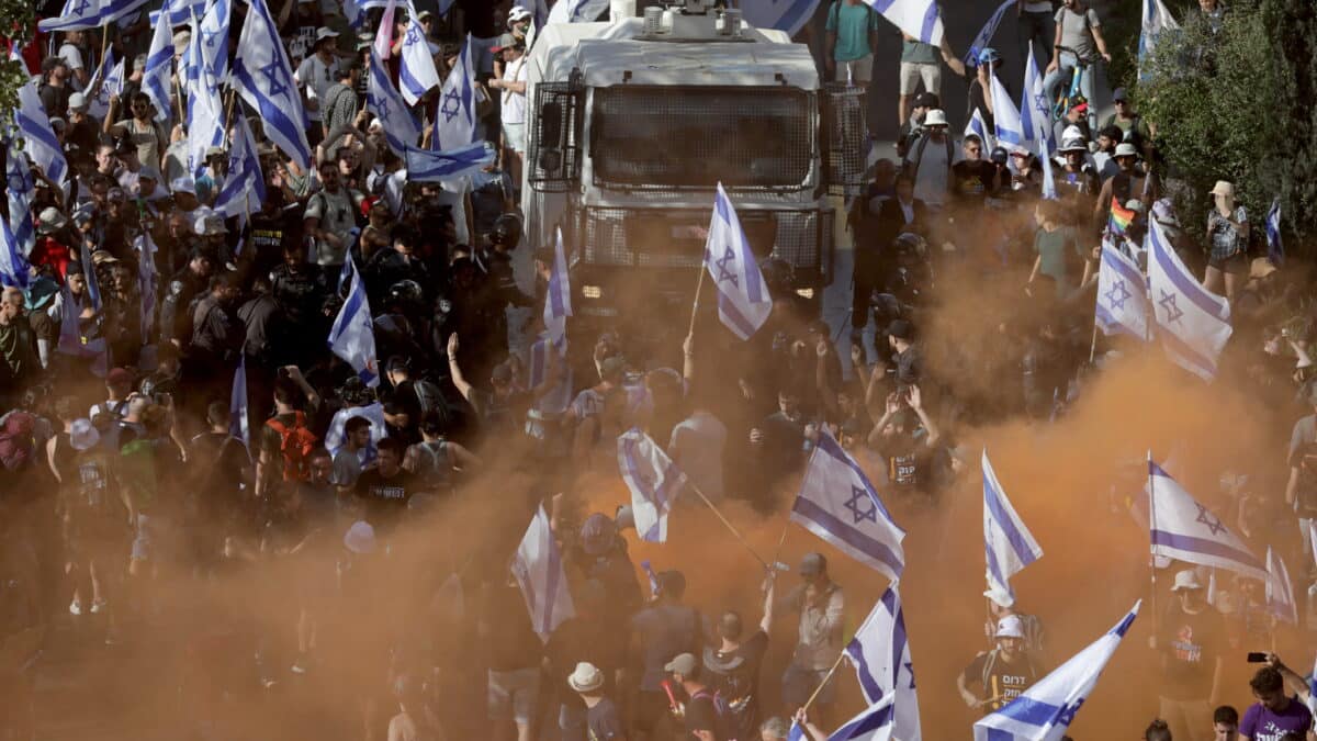 Manifestación en Jerusalén contra la polémica reforma judicial.