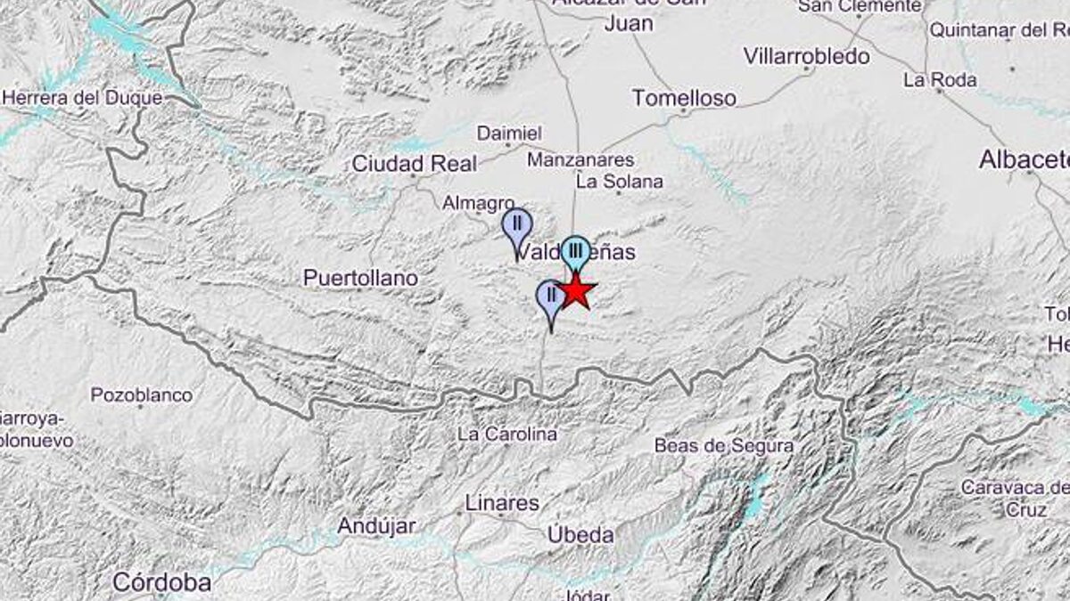 El epicentro del temblor se ha situado a seis kilómetros de Valdepeñas y a menos de un kilómetros de profundidad