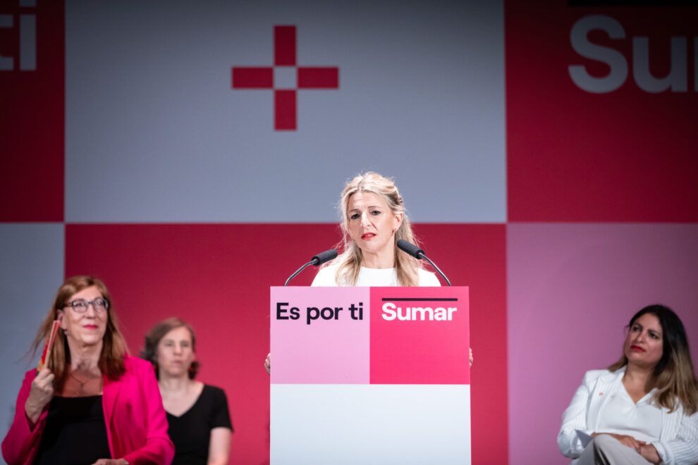 Yolanda Díaz junto a Nooshi Dadgostar en Valladolid.