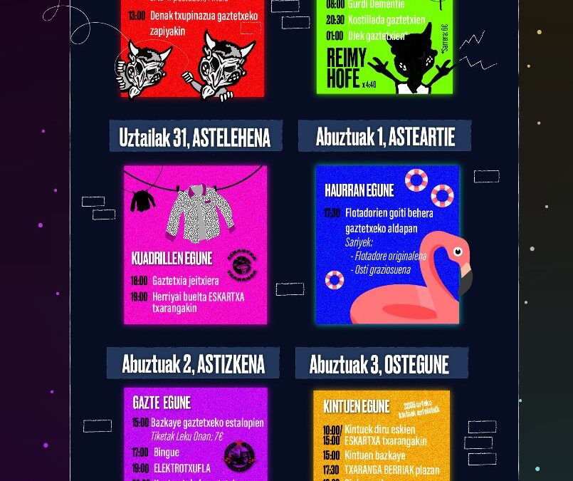 Dos guardias civiles en llamas, cartel anunciador del 'Día del Inútil' en Etxarri Aranatz