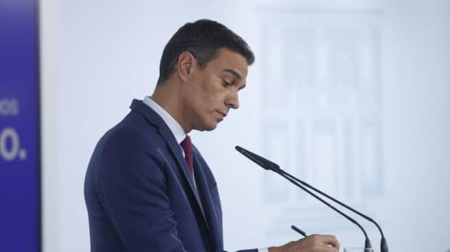 El presidente del Gobierno en funciones y líder del PSOE, Pedro Sánchez, ofrece una rueda de prensa en el Palacio de la Moncloa El presidente del Gobierno en funciones y líder del PSOE, Pedro Sánchez, ofrece una rueda de prensa en el Palacio de la Moncloa