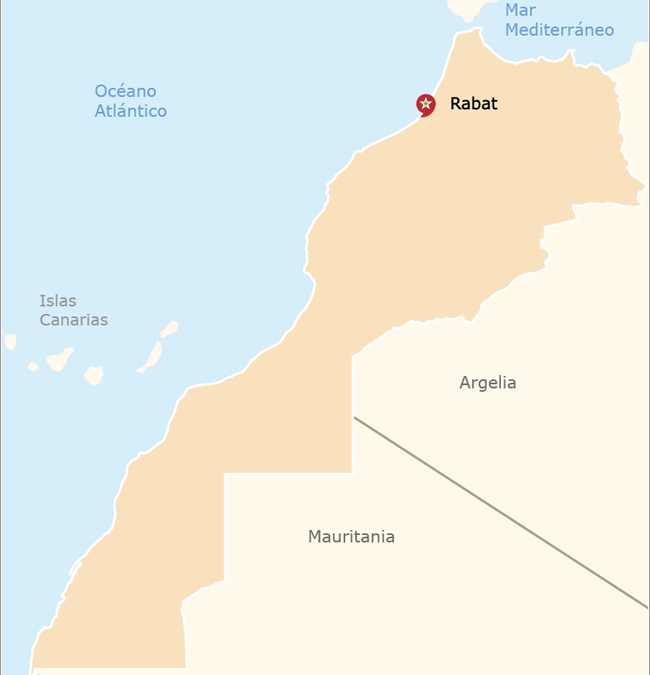 Mapa de Marruecos publicado en la embajada de Marruecos en España.