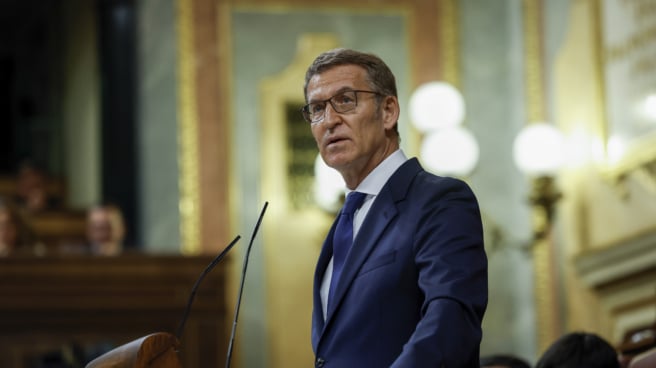 Los mejores momentos de la investidura de Feijóo El presidente del Partido Popular y candidato a la investidura, Alberto Núñez Feijóo, interviene en la primera sesión de su debate de investidura a la Presidencia del Gobierno, este martes en el Congreso.