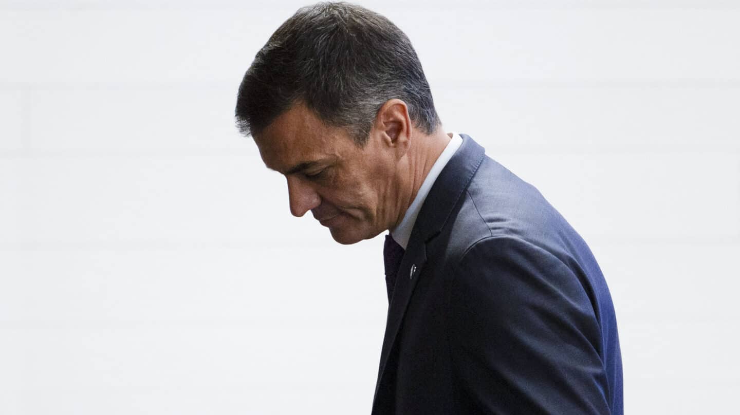 MADRID, 15/09/2023.- El presidente del gobierno en funciones, Pedro Sánchez, durante el acto en el que se presentó la propuesta estratégica de la Presidencia española de la UE para fortalecer la seguridad económica y el liderazgo global de la UE en esta década, este viernes en la sede de la CEOE en Madrid. EFE/Daniel González