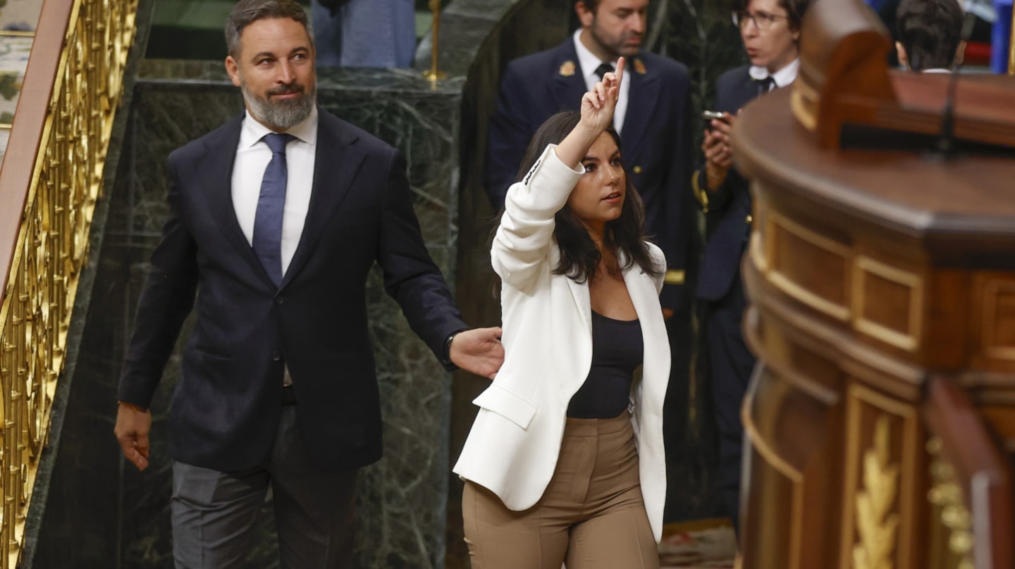 Pepa Millán y Santiago Abascal, en el Congreso.