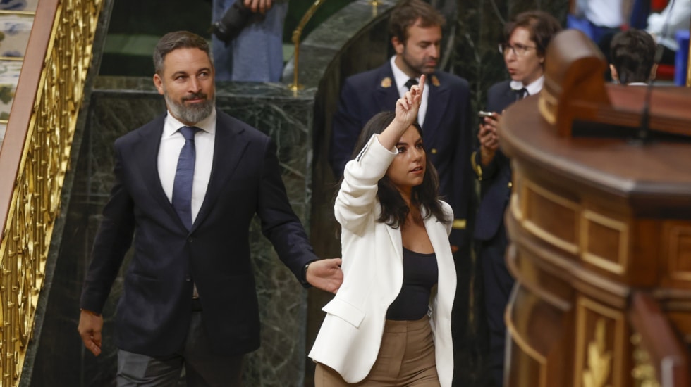 Pepa Millán y Santiago Abascal, en el Congreso.