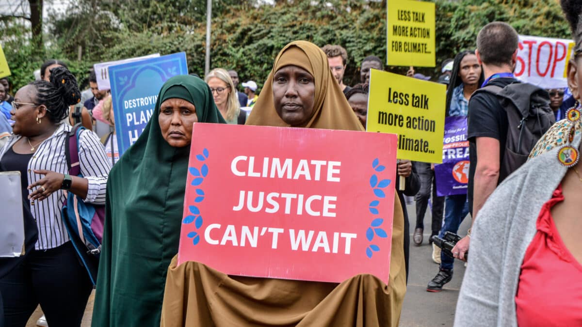 Activistas climáticas en una protesta en Nairobi esta semana.