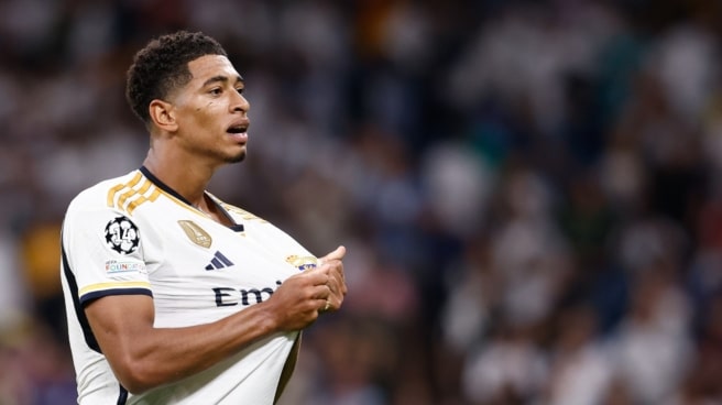 Jude Bellingham celebra un gol en la Champions League con el Real Madrid Jude Bellingham