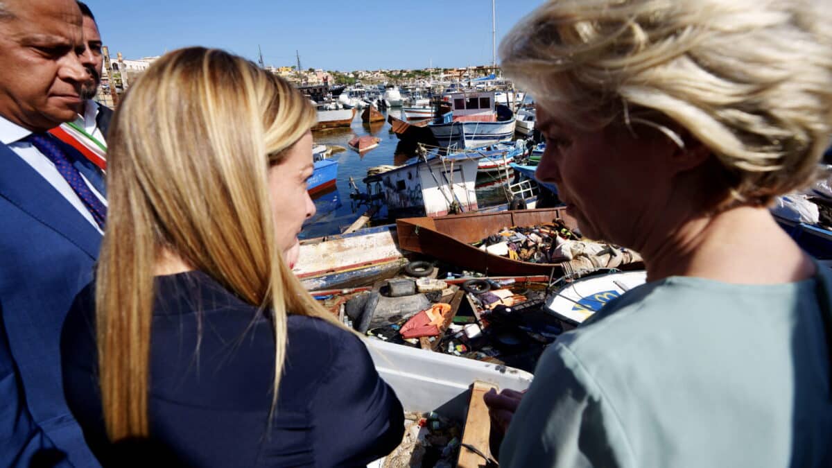 Meloni y Von der Leyen, en Lampedusa.