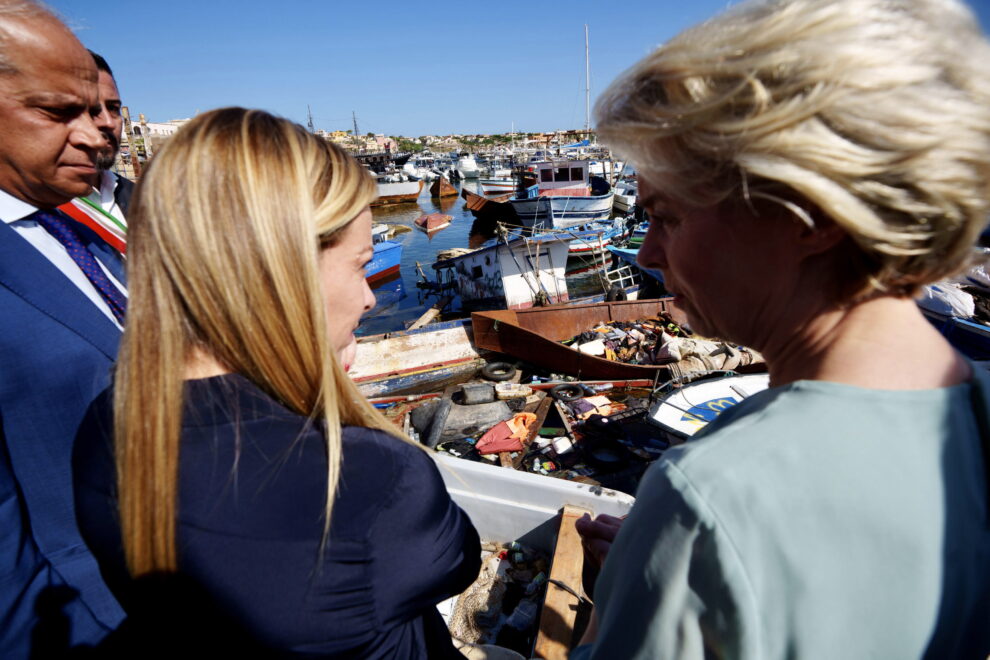 Meloni y Von der Leyen, en Lampedusa.