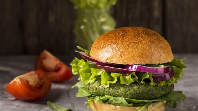Imagen de una hamburguesa vegetariana. Imagen de una hamburguesa vegetariana.