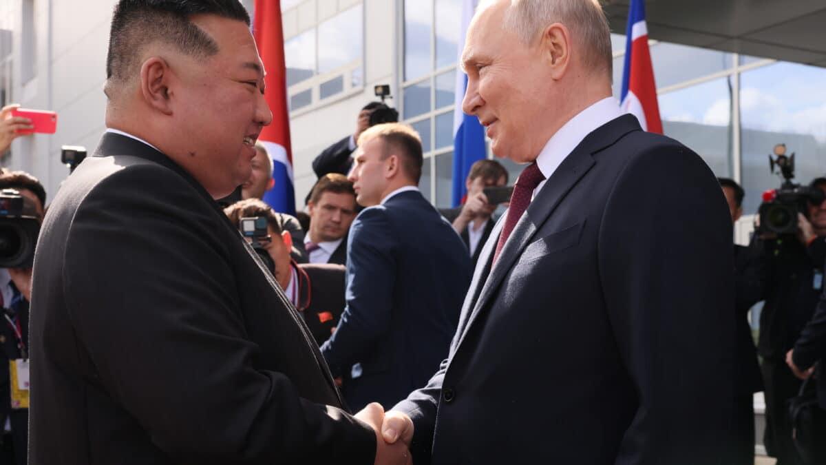 Kim Jong-un y Putin en su encuentro en Rusia