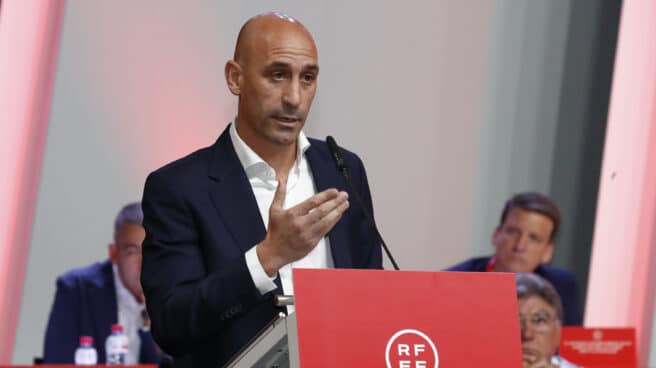 Rubiales denuncia el "linchamiento" de quienes "deben garantizar la separación de poderes" El presidente de la Real Federación Española de Fútbol, Luis Rubiales, durante su intervención en la Asamblea General