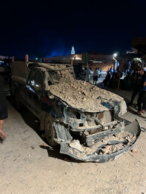 Secuelas del terremoto en las calles de Marrakech.