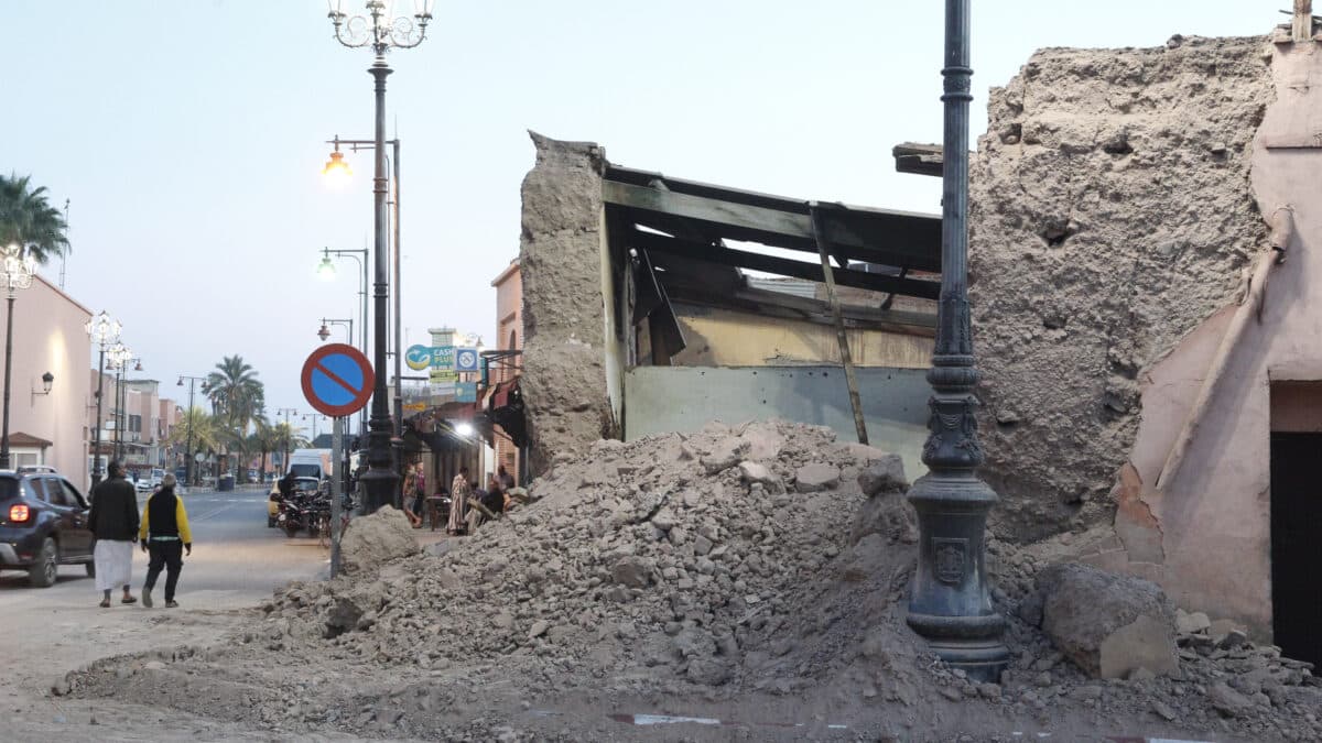 Vista de los daños ocasionados en Marrakech por el terremoto que azotó anoche Marruecos y que ha ocasionado 820 muertos y 700 los heridos