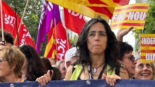 La ANC pierde las elecciones a la Cámara de Comercio de Barcelona Mónica Roca, la hasta ahora presidenta de la Cambra, en la manifestación de la Diada convocada por la ANC