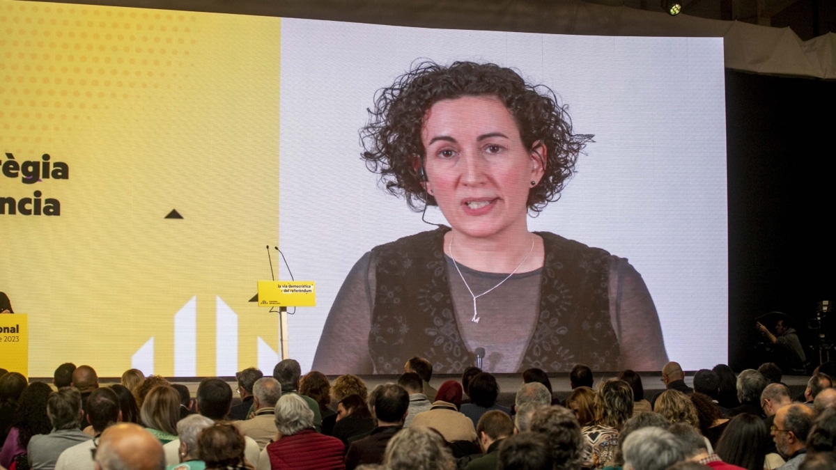 La secretaria general de ERC, Marta Rovira, interviene de manera telemática durante el congreso de ERC