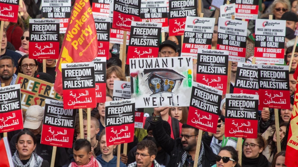 Protesta en solidaridad con Palestina en Londres.