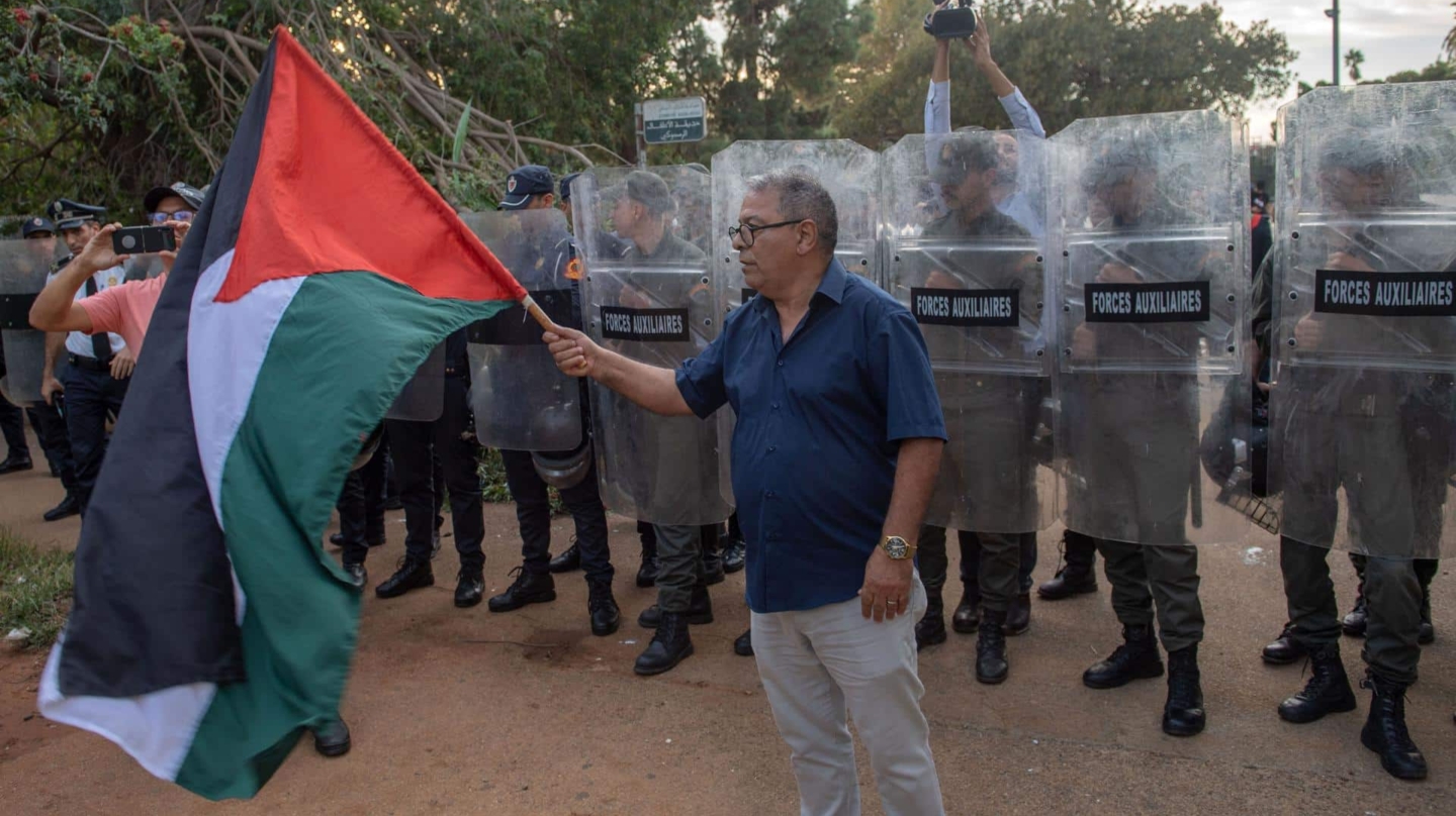 Manifestación en favor de Palestina en Rabat.